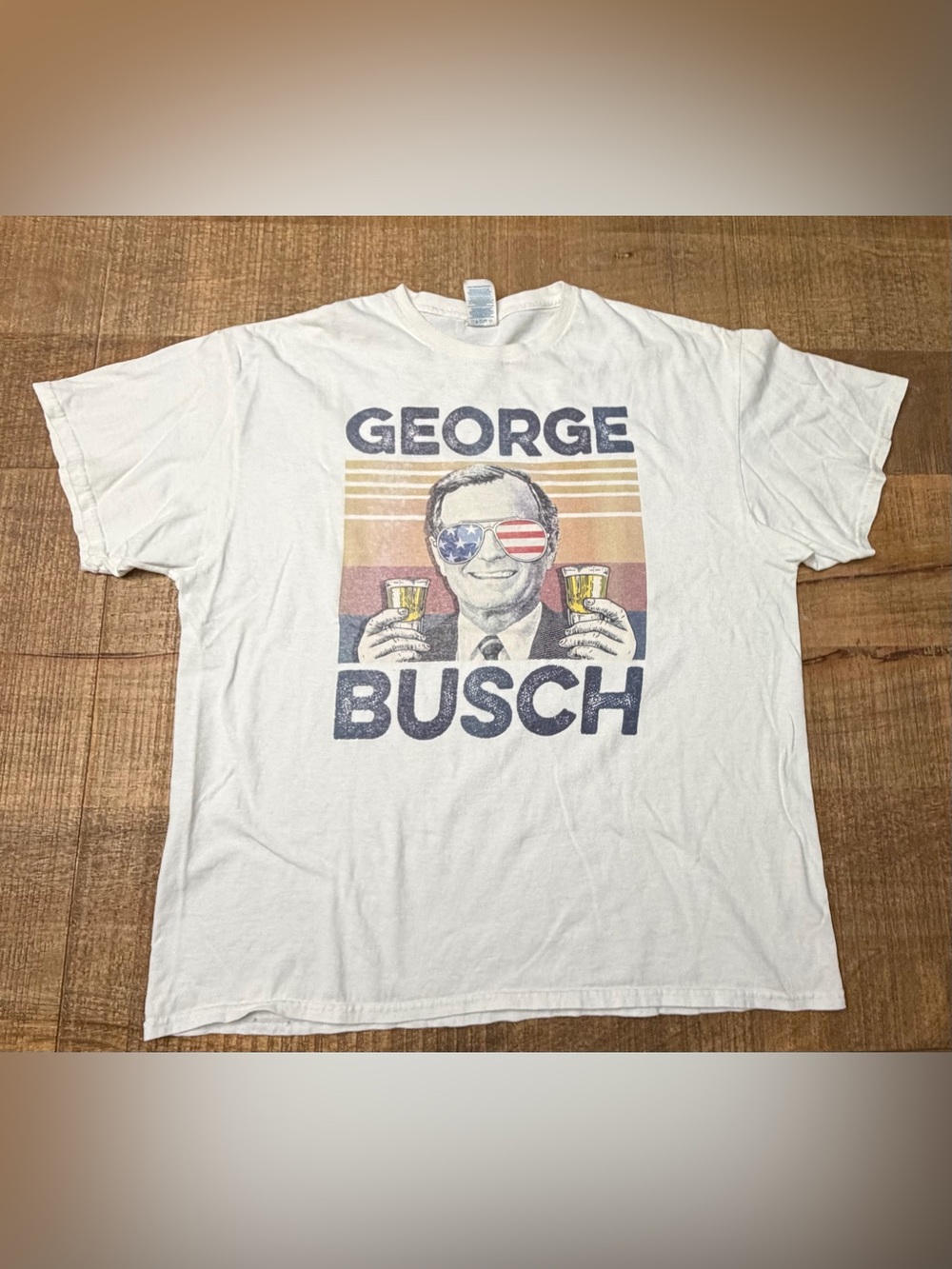 Delta White George Busch Graphic Short-Sleeve Tee
